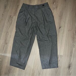 Zara Gray Ankle Pants Women’s L Relaxed Fit Stretch Work Office Trousers